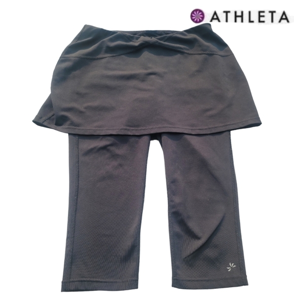 ATHLETA‎ Skirted Crop Leggings Pocket Women's Size Small Black - Picture 1 of 6